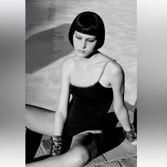 Zara Asymmetric Jeweled One Piece Black Swimsuit - Picture 2 of 11